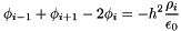 \[ \phi_{i-1} + \phi_{i+1} - 2\phi_{i} = -h^2 \frac{\rho_{i}}{\epsilon_0} \]