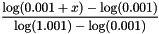 \[ \frac{\log(0.001+x)-\log(0.001)}{\log(1.001)-\log(0.001)} \]